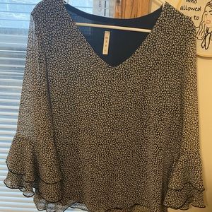 Silk blouse with sheer overlay